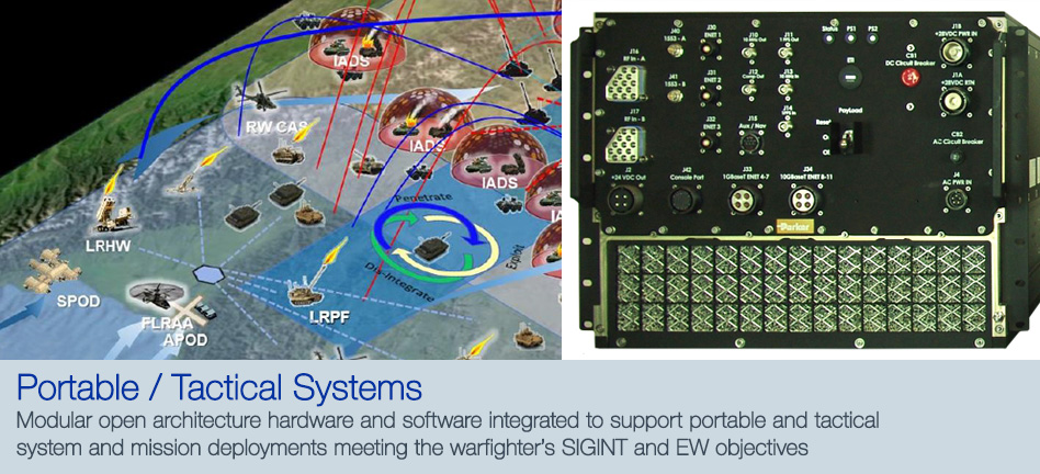 Portable / Tactical Systems - Modular open architecture hardware and software integrated to support portable and tactical system and mission deployments meeting the warfighter’s SIGINT and EW objectives
